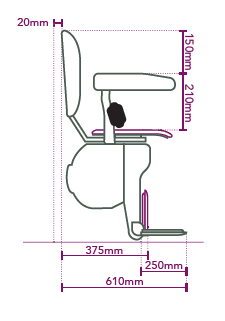 Platinum Ultimate Stairlift dimensions - side view